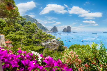 Landscape with Capri Island,Tyrrhenian sea, Italy - obrazy, fototapety, plakaty