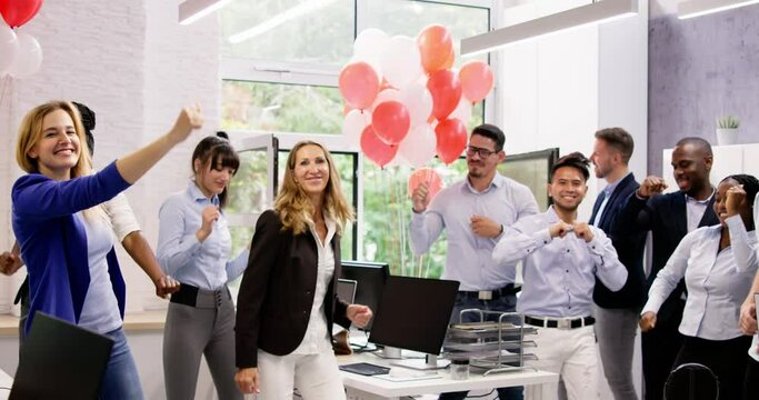 Happy Business Teamwork In Office. Job Success