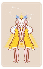 Zodiac sign character gemini, vector illustration