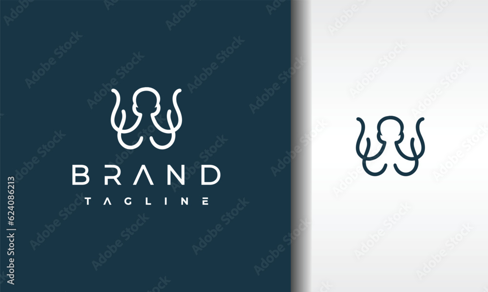 Canvas Prints simple outline octopus logo