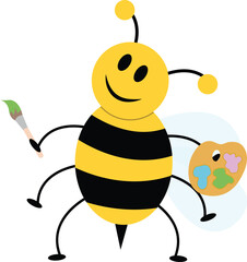 bee as a painter vector image or clipart