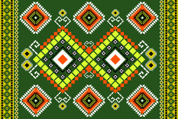 Seamless geometric ethnic asian oriental and tradition pattern design for texture and background. Silk and fabric pattern decoration for carpet, Thai clothing, wrapping and wallpaper