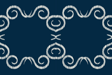 Ethnic Ikat fabric pattern geometric style.African Ikat embroidery Ethnic oriental pattern blue background. Abstract,vector,illustration.Texture,clothing,frame,decoration,carpet,motif.