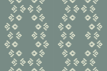 Ethnic Ikat fabric pattern geometric style.African Ikat embroidery Ethnic oriental pattern green gray background. Abstract,vector,illustration.Texture,clothing,frame,decoration,carpet,motif.