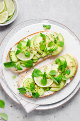 Avocado Toasts, Healthy Snack or Breakfast on Bright Background