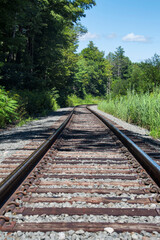 Fototapeta premium new england railroad tracks rural area
