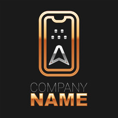 Line Infographic of city map navigation icon isolated on black background. Mobile App Interface concept design. Geolacation concept. Colorful outline concept. Vector