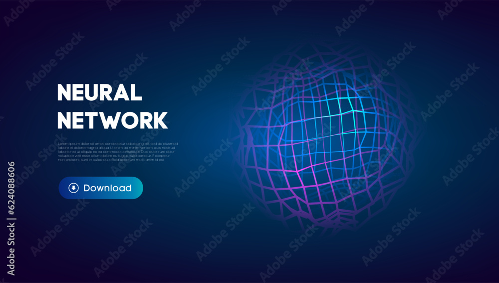 Poster neural network abstract technology science background. human brain technology concept design. mind c