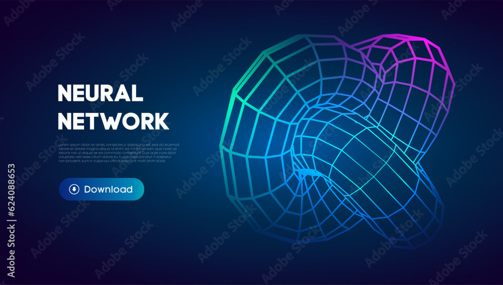 Poster neural network abstract technology science background. human brain technology concept design. mind c