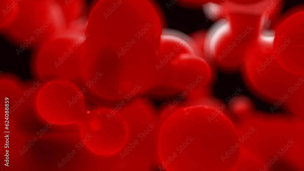 Poster lava lamp red slight gentle meta objects bokeh bg - abstract 3d rendering