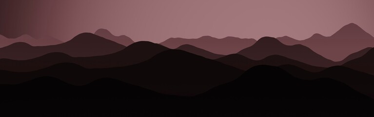artistic red hills ridges in night time computer graphic background illustration