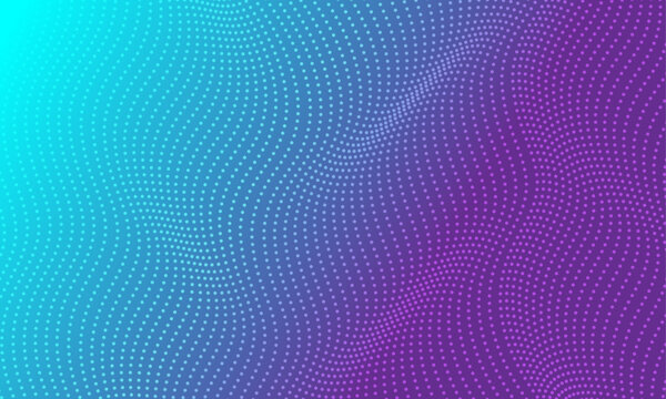 Abstract blue and purple gradient background with halftone effect. Vector digital wave of particles.