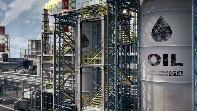natural oil refinery plant plant - industrial facility, fictitious - loop video