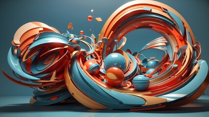 a vibrant 3D abstract design with a kaleidoscope of colors and shapes.
 - obrazy, fototapety, plakaty