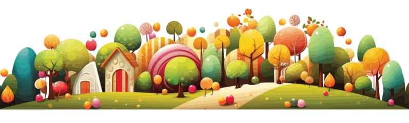 Foto op Canvas forest with trees made of candy and sweets vector isolated illustration © Zaharia Levy