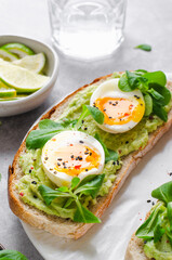 Avocado Egg Toast, Healthy Snack or Breakfast on Bright Background