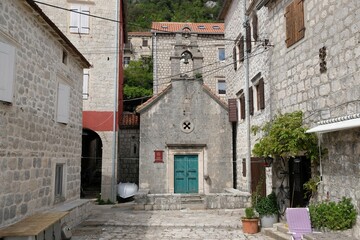 Fototapeta na wymiar Beautiful town of Perast by Bay of Kotor in Montenegro. Perast is historic city on the Unesco list. 