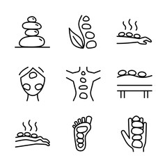 Stone therapy line icon. Lithotherapy. Reflexology. Traditional chinese medicine.