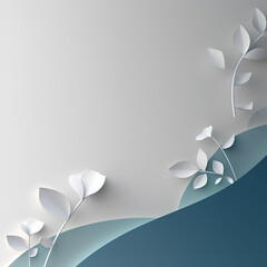 Background  with grey  and blue geometric shapes and flowers  for presentation. Abstract paper wallpaper. AI
