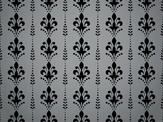 Flower geometric pattern. Seamless vector background. Black and gray ornament. Ornament for fabric, wallpaper, packaging. Decorative print