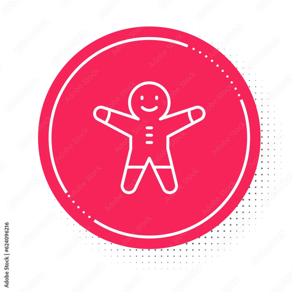 Poster white line holiday gingerbread man cookie icon isolated on white background. cookie in shape of man 