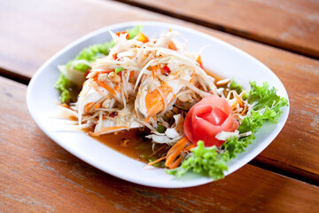 Papaya Salad with Salted Egg Mouth watering Thai food