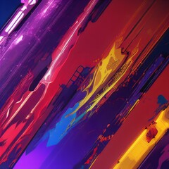 Multi-colored abstraction of blue, red, purple, orange and yellow colors. Multi-colored paints diagonally. Generated AI.