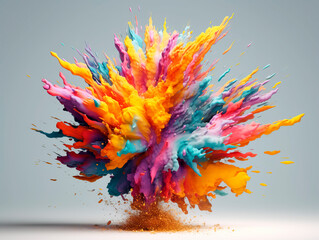 Fototapeta na wymiar Realistic splash liquid explosion over a ligtht background. Ai Generative illustration.