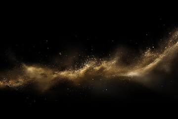 Fototapeta premium Golden Elegance: Glitter Powder Splash on Black Background. created with Generative AI