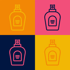 Pop art line Perfume icon isolated on color background. Vector