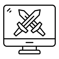 Computer Rpg Line Icon