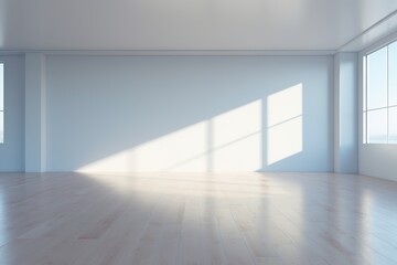 Obraz premium Empty Living Room with Sunlit Windows in an Architectural Residence