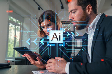 Businesspeople working together at office workplace. Concept of team work, business education,...
