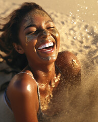 Fototapeta na wymiar Black women smiling