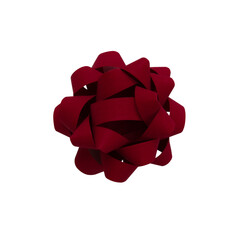 Dark red Christmas bow ribbon isolated. Clipping path included. PNG format.