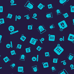 Set Cafe and restaurant location, Online ticket booking, Flasher siren and on seamless pattern. Vector