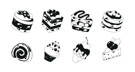 Sweet And Charming Cupcake Black and White Icons, Available In A Variety Of Styles, Ideal For Bakery Logos, Invitations