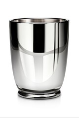 Isolated Shiny Silver Jigger for Drinks. Vintage Metal Cup on White Background with Clipping Path. Generative AI
