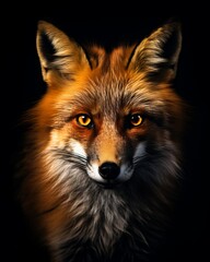 Fox. Awesome animal. Close-up shot. AI generated.
