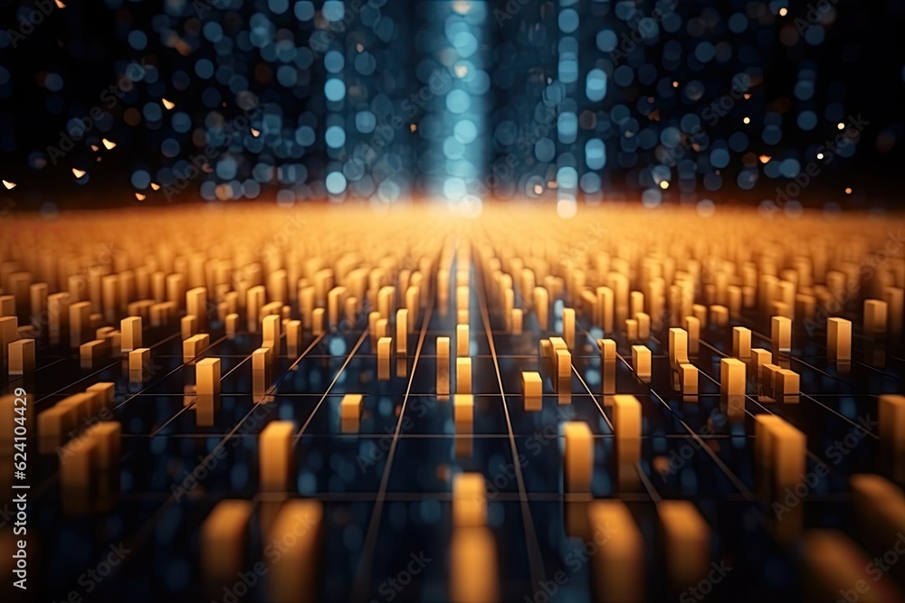 Poster abstract futuristic technology concept of data transfer with glowing wire and dots background. gener