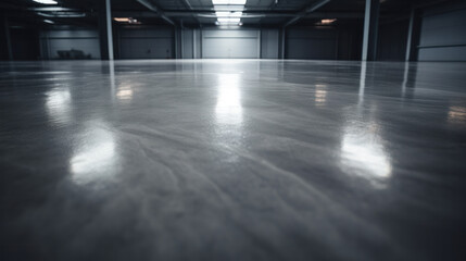 Epoxy and waxed floor in hangar or parking - obrazy, fototapety, plakaty