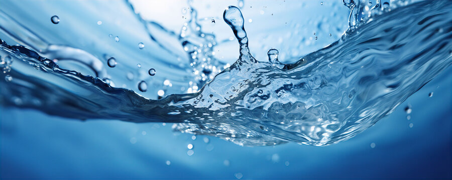 Crystal Clear Pure Blue Fresh Splashing Fluid Motion Water Background © JPDC