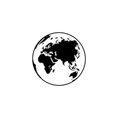 World Map on Globe Silhouette  for for Icon, Symbol, App, Website, Pictogram, Logo Type, Art Illustration or Graphic Design Element. Vector Illustration