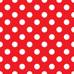 Red polka dot seamless pattern. retro texture. White polka dots on red background. © Maksim