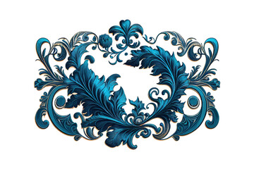 Vintage spring flower summer blue scroll Baroque. Vector illustration desing.
