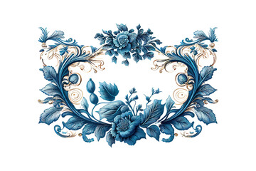 Vintage spring flower summer blue scroll Baroque. Vector illustration desing. - obrazy, fototapety, plakaty