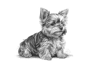 Cute yorkshire terrier puppy hand drawn. Vector illustration desing.