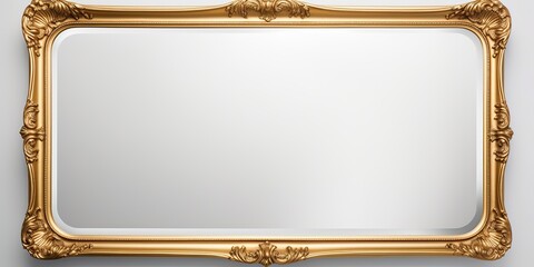 AI Generated. AI Generative. Old vintage retro antique mirror in gold frame rustic style. Decoration home glass.