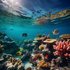 Fototapeta na wymiar Enchanting Depths: Exploring an Underwater Wonderland