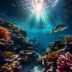 Fototapeta na wymiar Enchanting Depths: Exploring an Underwater Wonderland